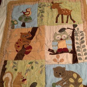 Lamb and Ivy Crib Comforter Animal Quilted Crib Quilt Top 35"x43.5"